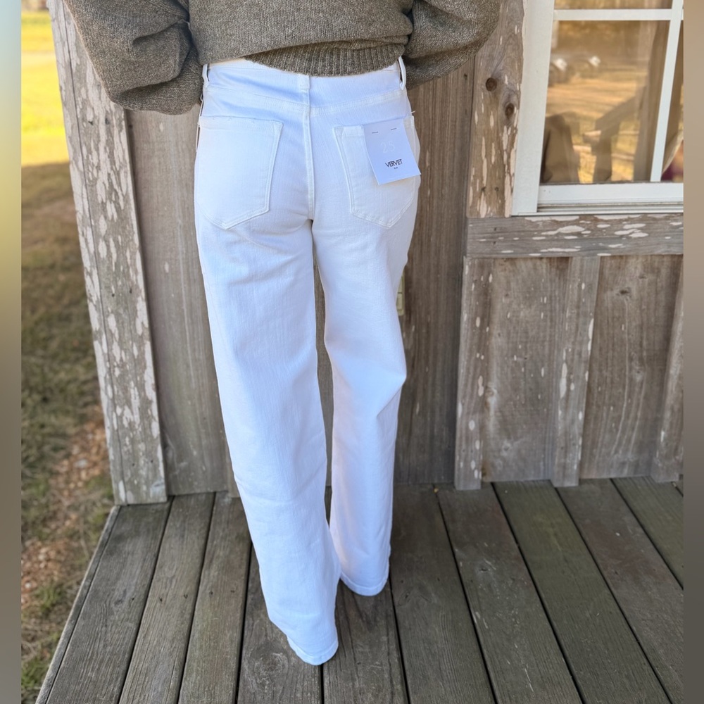 VERVET by FLYING MONKEY OPTIC WHITE HIGH RISE WIDE LEG JEANS - Picture 13 of 14
